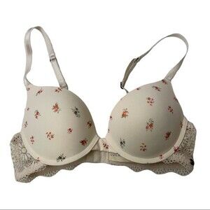 🥑5/$25 Lucky Brand cream floral Bra Sz 34B